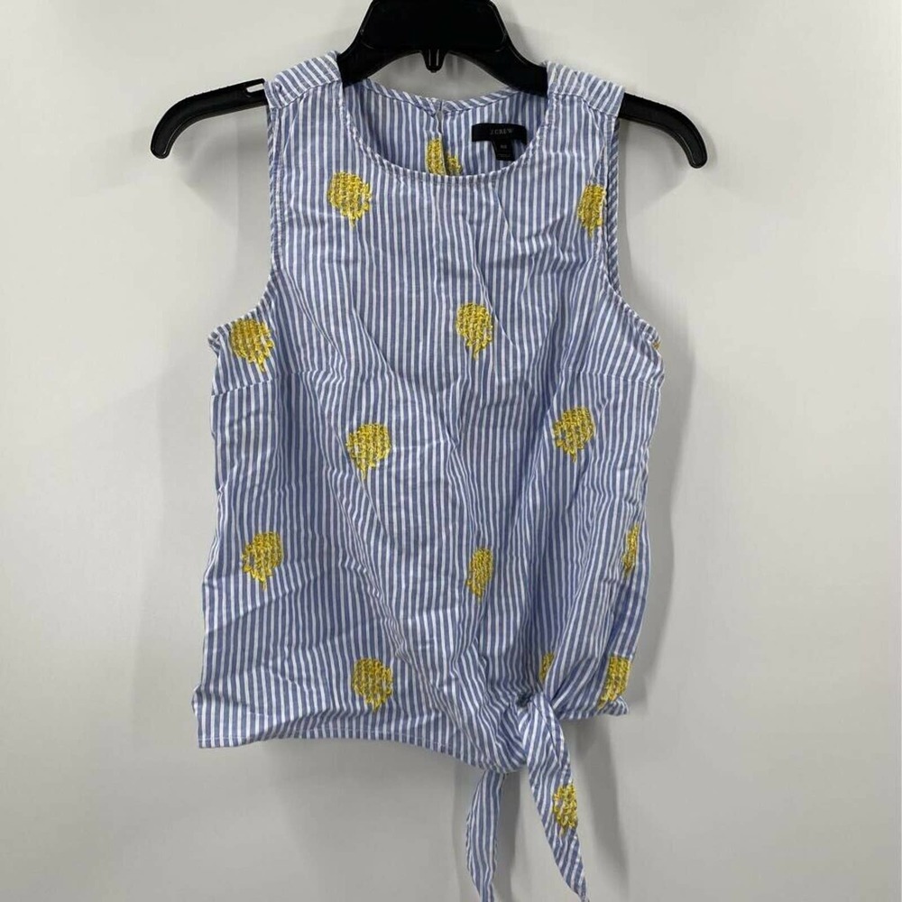 J.Crew Tank Top Striped Pineapple Embroidered